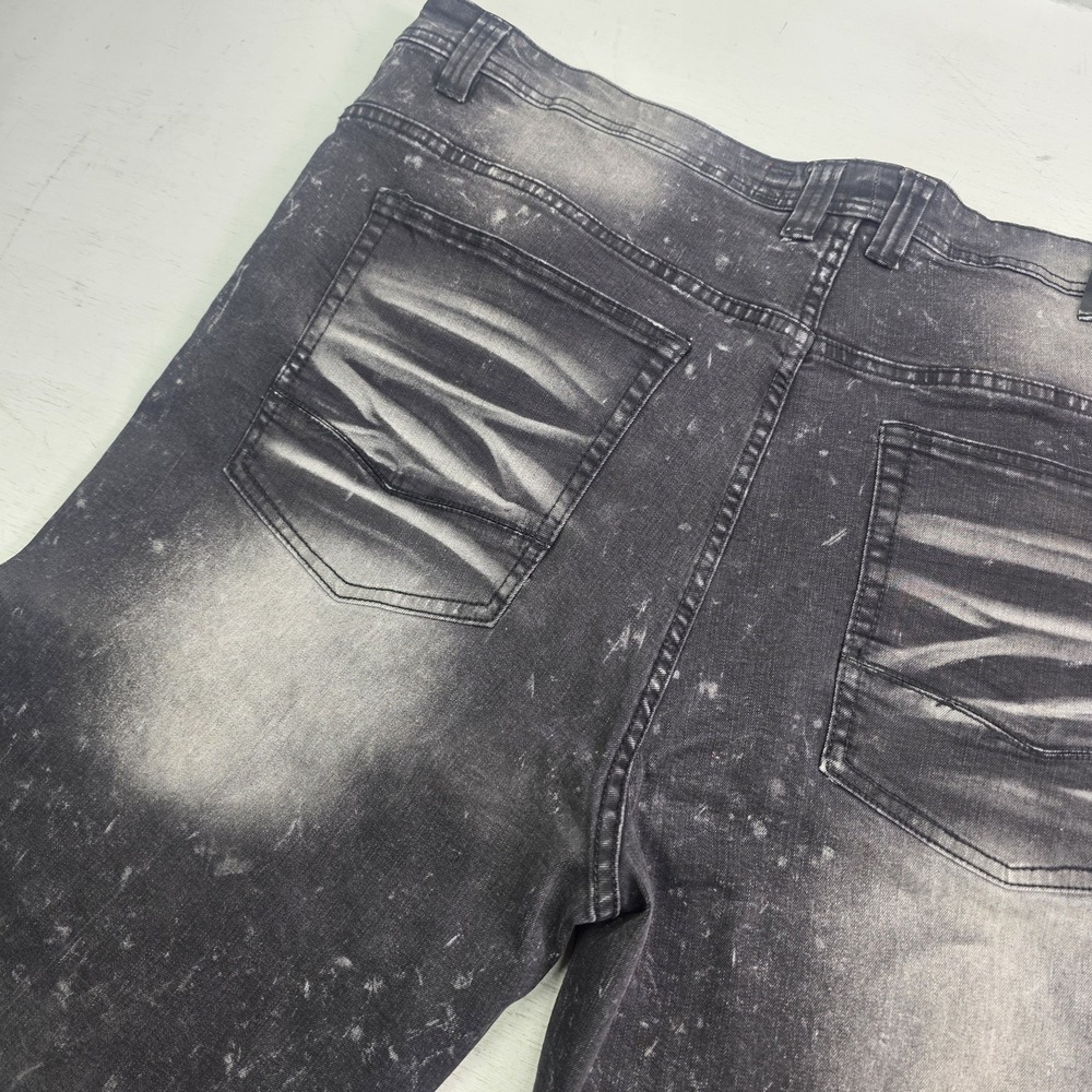 Makobi Biker Shorts Men's Size 44 Black Acid Wash Distressed Moto Streetwear Y2K - Picture 8 of 9